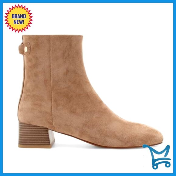 Square Toe Ankle Boots Low Chunky Block Heel Side Zipper Booties - Picture 4 of 5